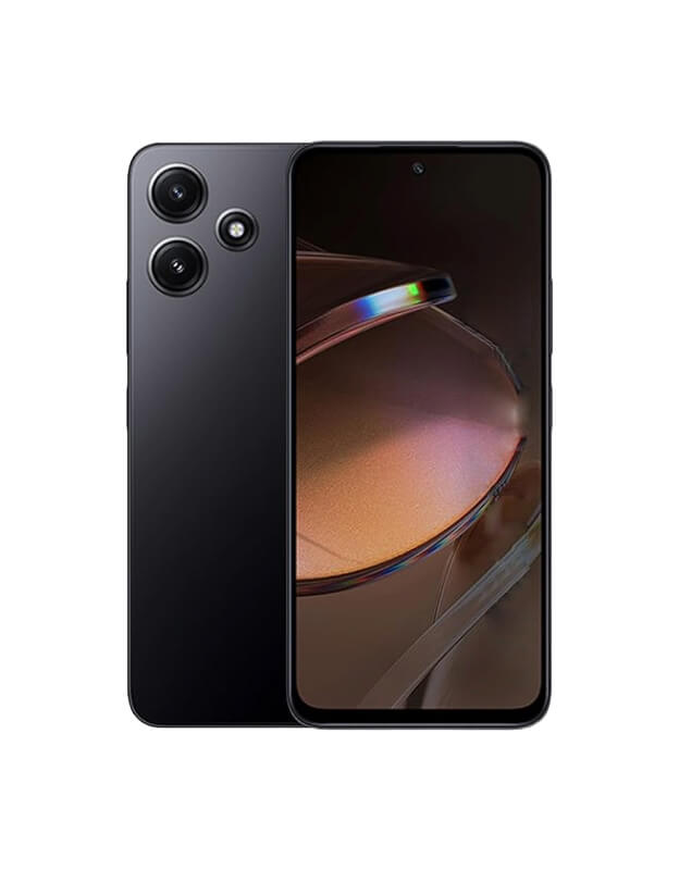 Nexora Pulse X3 smartphone in Graphite Black, front and back view