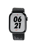 Nexora FitTrack Pro smartwatch with black woven sport band showing time display