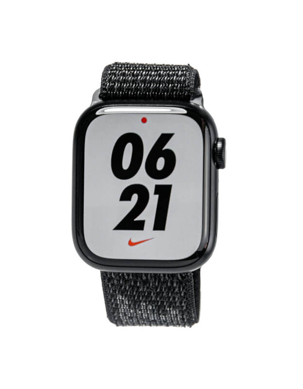 Nexora FitTrack Pro smartwatch with black woven sport band showing time display