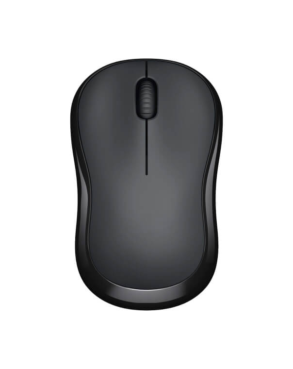 Nexora Glide 220 wireless mouse in black, top view