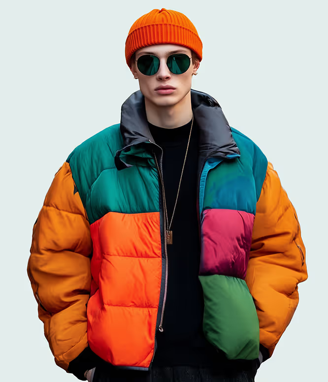 Loomcraft Arctic Colorblock Puffer Jacket in Multicolor